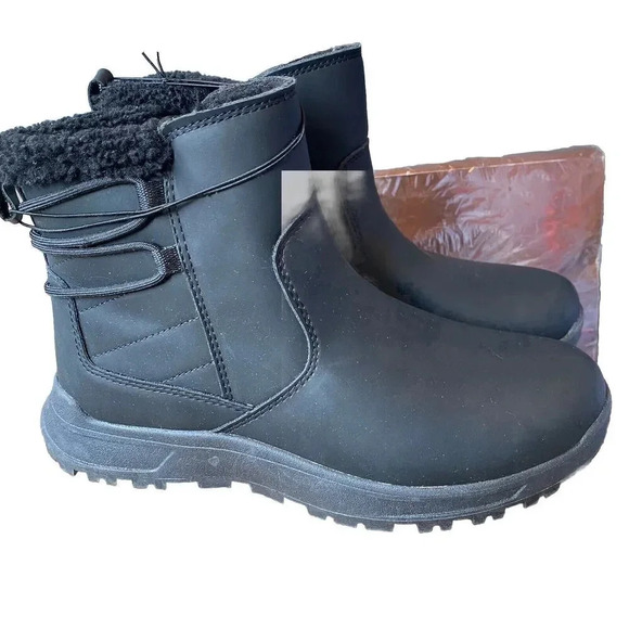 Eddie Bauer Ladies Faux Fur Cushioned Footbed Siren Winter Boots Black Lady 8M - Picture 1 of 8